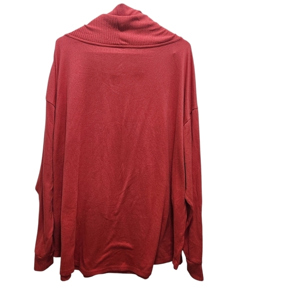 St John's Bay Long Sleeve Cowl Neck Tunic Sweatshirt Plus Size 3X Pink Rose Red - Picture 4 of 4